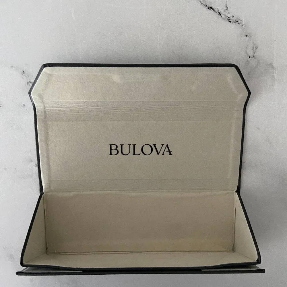 Used Empty Bulova brand eye glasses or sunglasses triangle case magnetic close